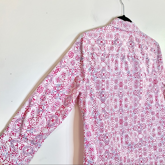 FOXCROFT Pink & Blue Easy Care Button Down Shirt - Picture 8 of 12